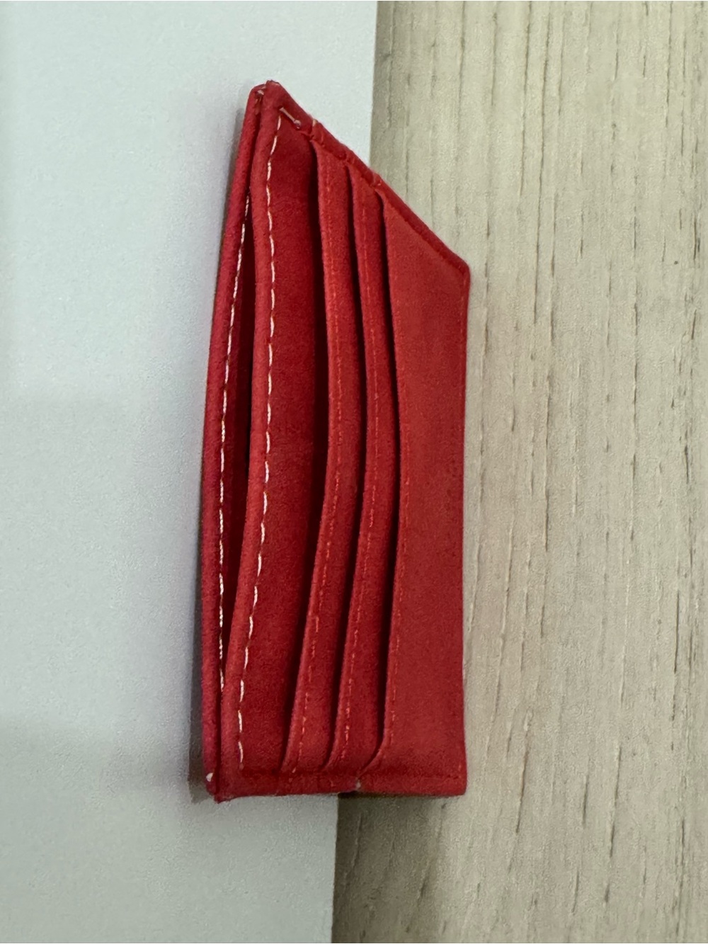 States of Mind Red Leather Card Holder Slim Credit Card Wallet - Picture 3 of 4